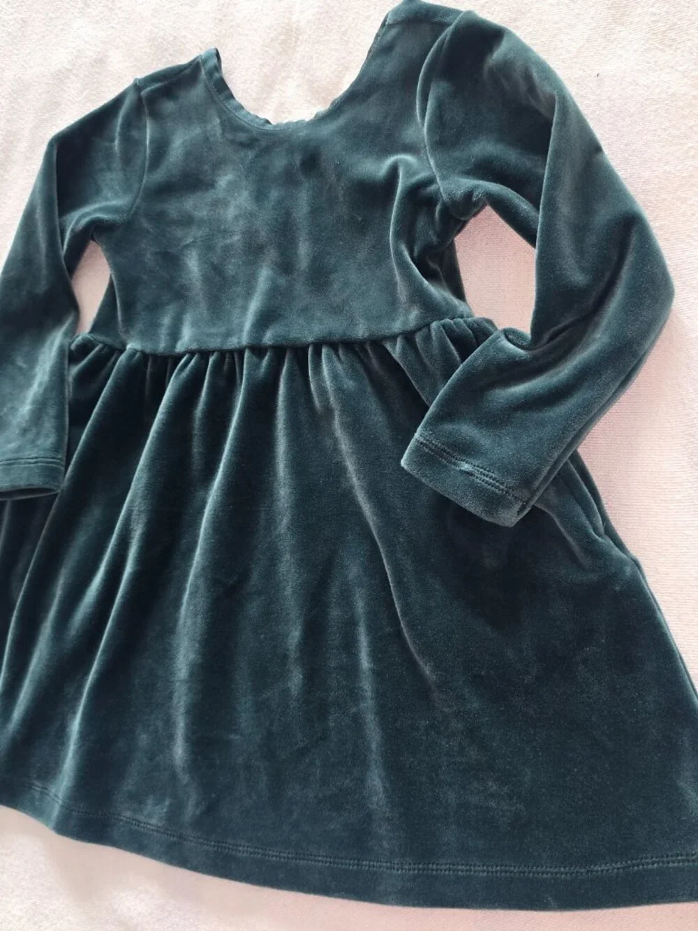 2T Hanna Andersson Green Velour Skater Dress
